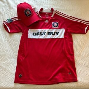 MLS Chicago Fire Youth XL Soccer Jersey & Cap Bundle